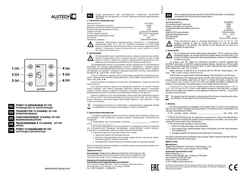 Alutech AT-15S Operation manual