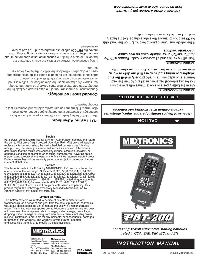 Midtronics PBT-200 User manual Midtronics PBT-200 User manual