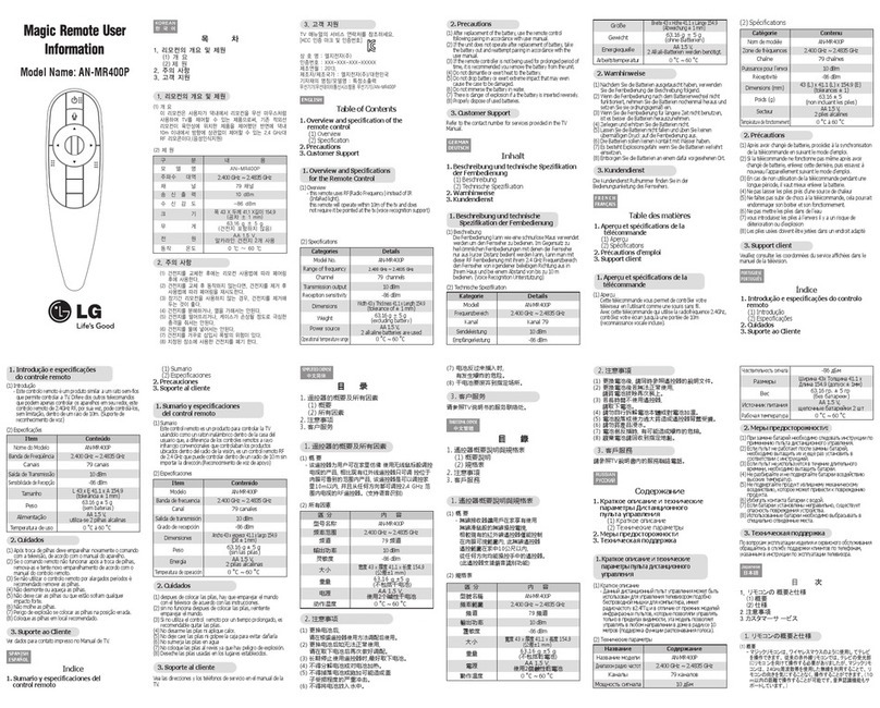 LG Magic Remote AN-MR400P Operation manual LG Magic Remote AN-MR400P Operation manual