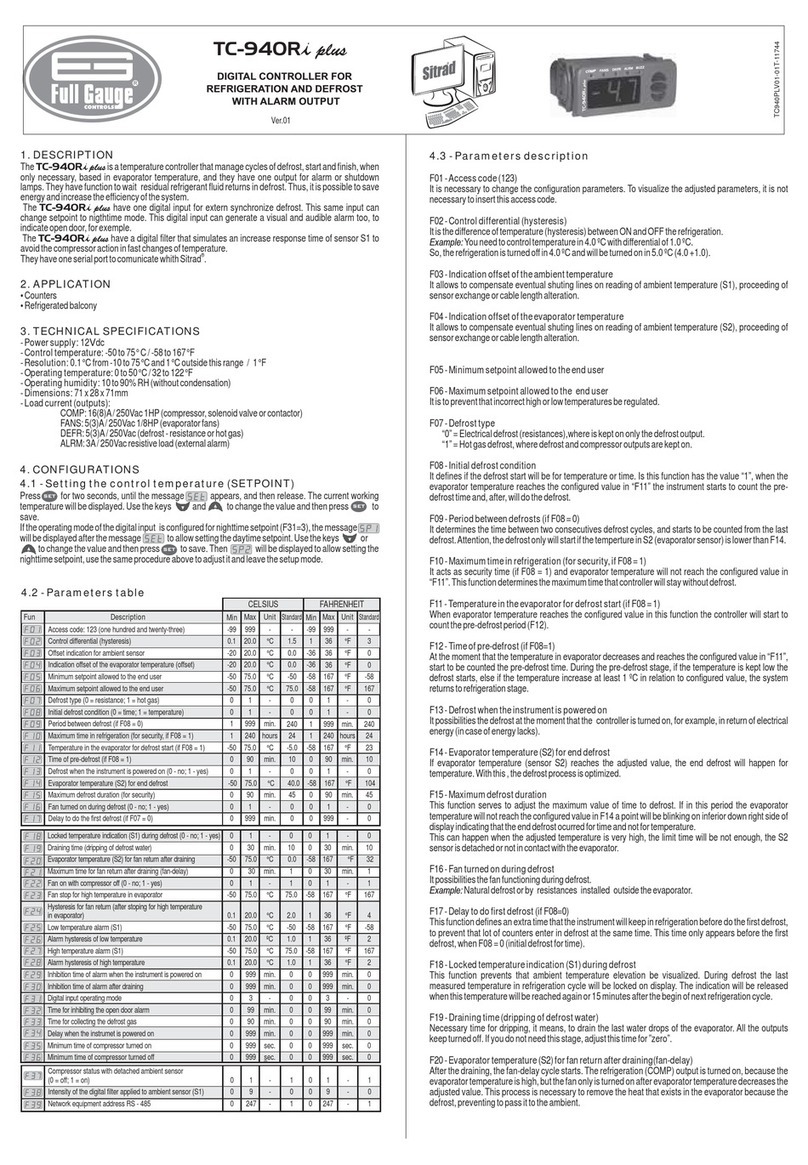 Full Gauge Controls TC-940Ri plus User manual