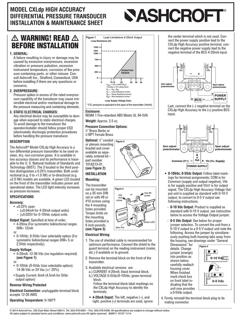 Ashcroft CXLdp Installation sheet