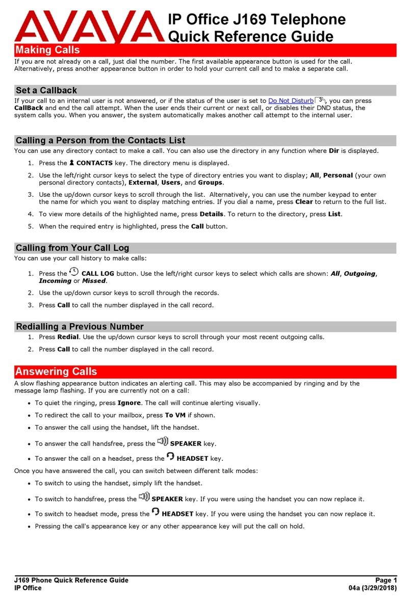 Avaya J169 User manual