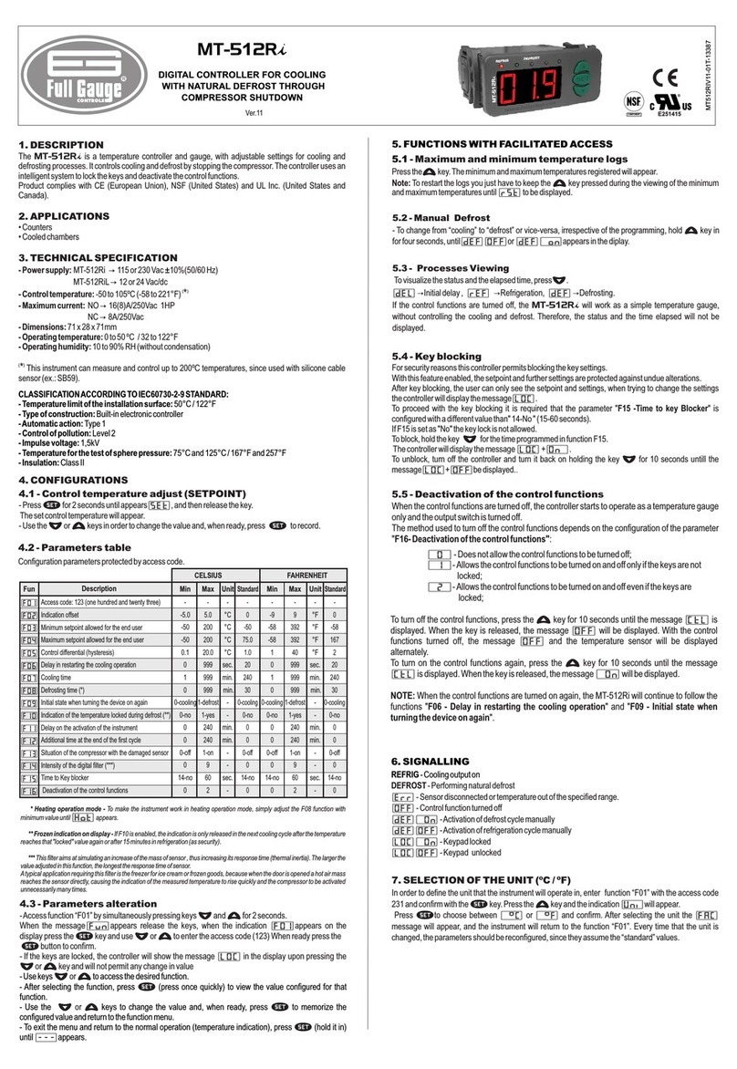 Full Gauge Controls MT-512Ri LOG User manual