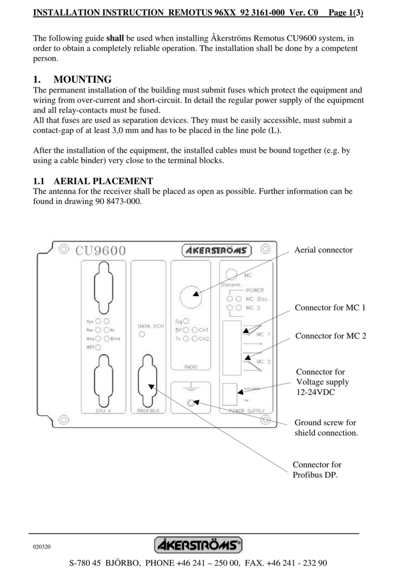 Akerstroms REMOTUS CU9600 installation instructions