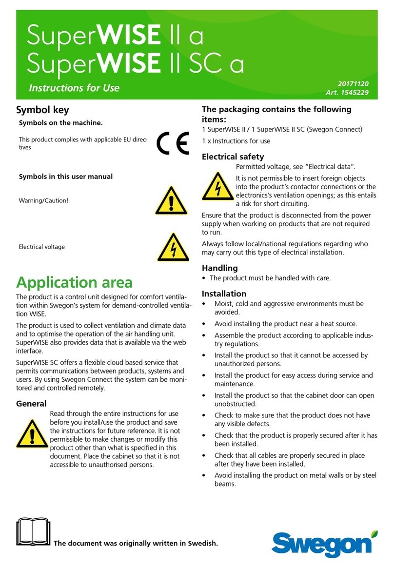 Swegon SuperWISE II a Instructions for use