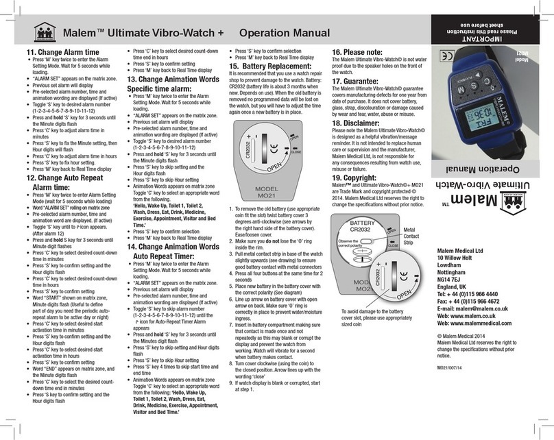 Malem Ultimate Vibro-Watch + Operation manual