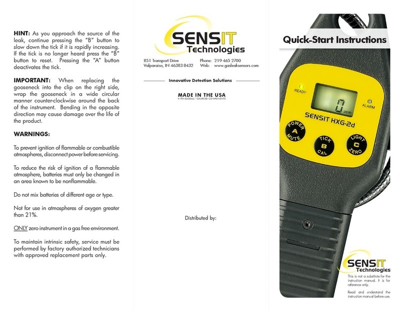 SENSIT Technologies HXG-2d Quick start instructions