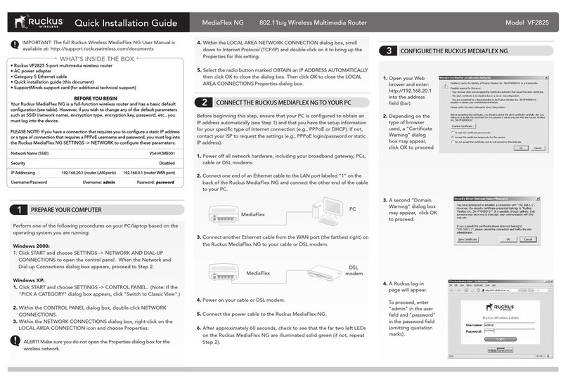 Ruckus Wireless MediaFlex NG Quick installation guide Ruckus Wireless MediaFlex NG Quick installation guide