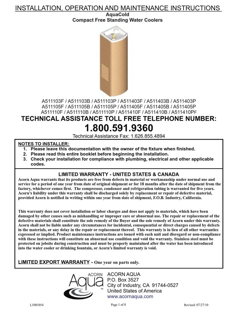 ACORN AQUA A511103F Installation, operation and maintenance instructions