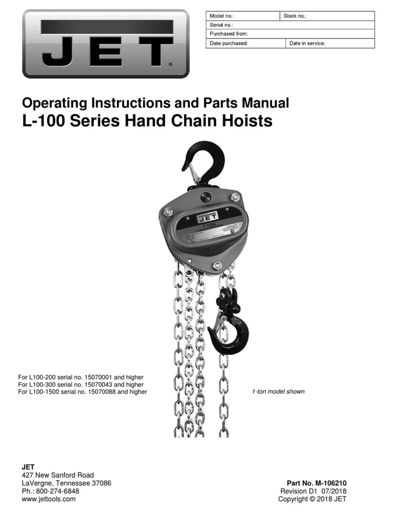 Jet L100-25 Operating instructions and parts manual