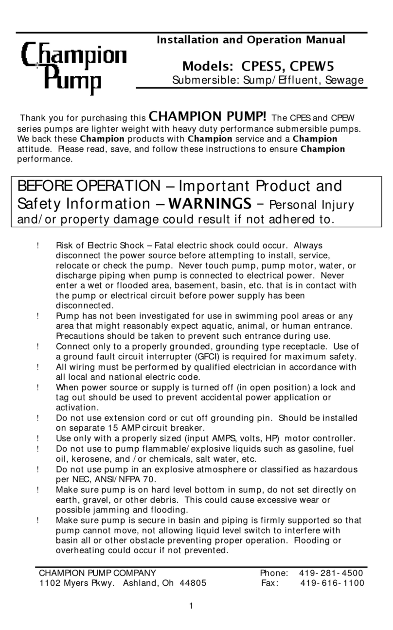 Champion Pump CPES5 Installation and operation manual