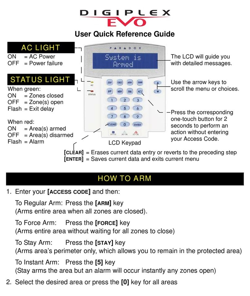 Digiplex EVO User quick reference guide