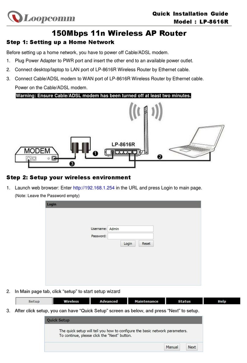 Loopcomm LP-8616R Quick installation guide