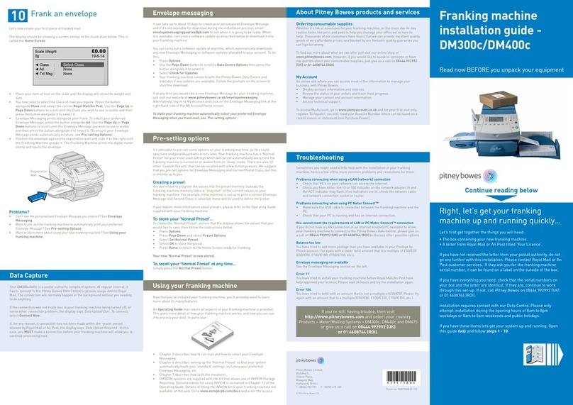 Pitney Bowes DM300c series User manual Pitney Bowes DM300c series User manual