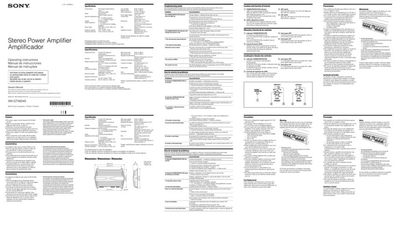 Sony XM-GTX6040 - Stereo Power Amplifier operating instructions
