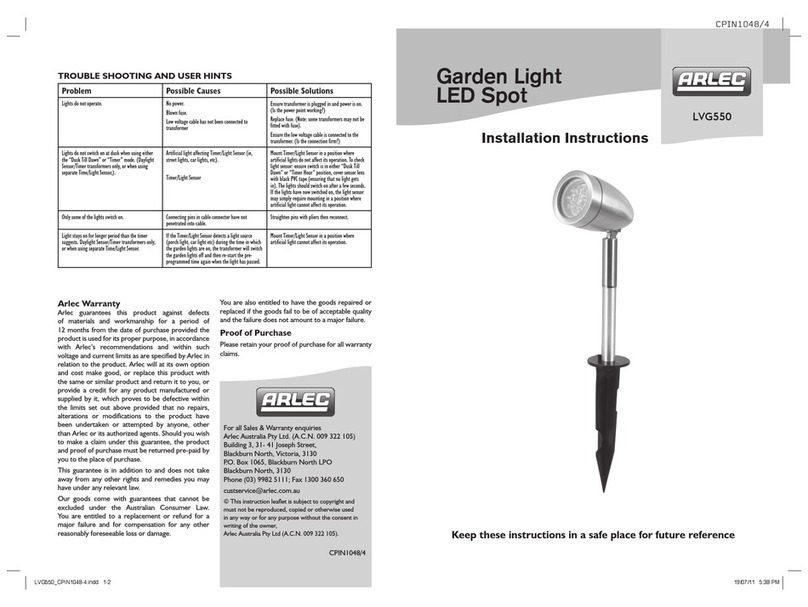 Arlec LVG550 installation instructions