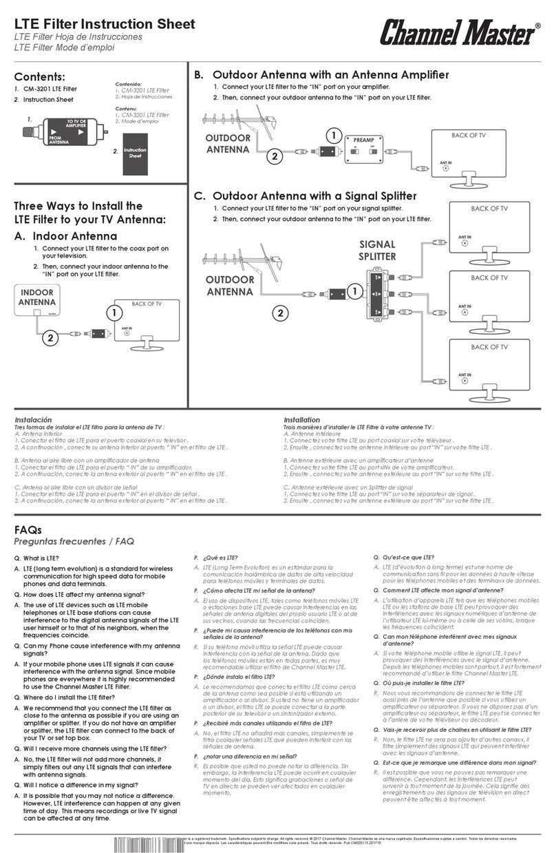 Channel Master CM-3201 LTE Filter instruction sheet