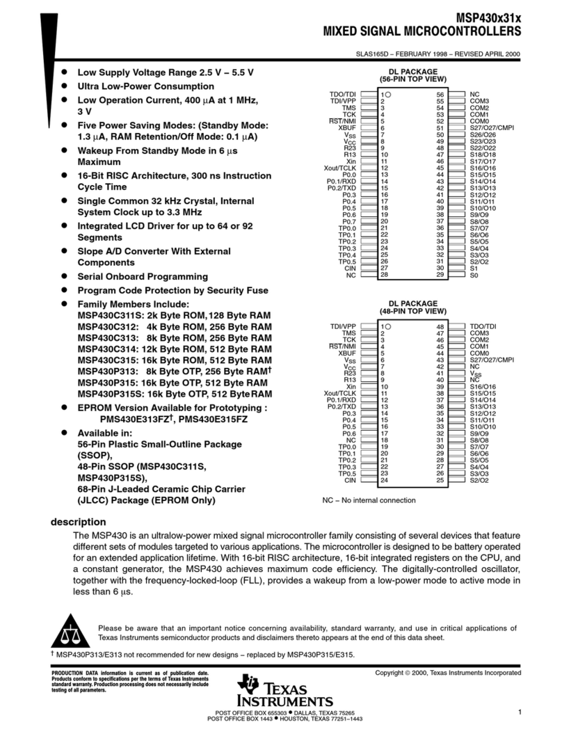 Texas Instruments MSP430C311S User manual