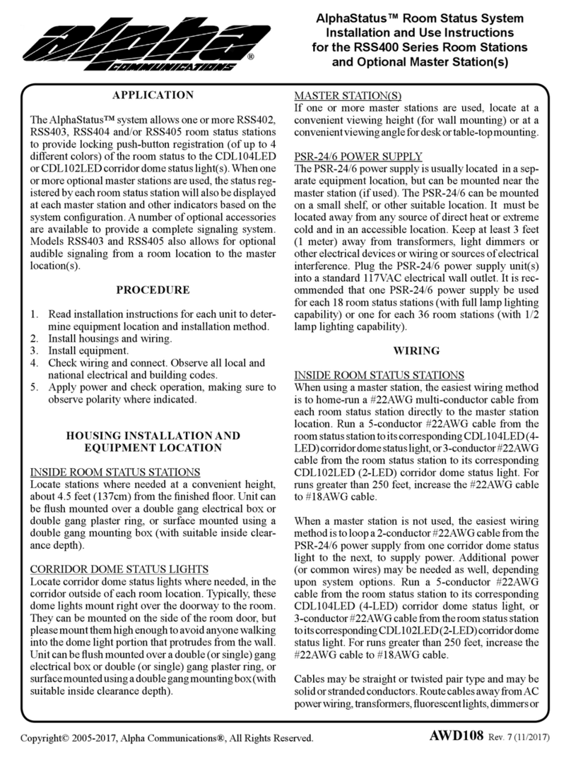 Alpha AlphaStatus RSS402 Installation and use instructions