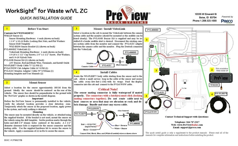 Preco PreView WorkSight for Waste w/VL ZC Quick installation guide Preco PreView WorkSight for Waste w/VL ZC Quick installation guide