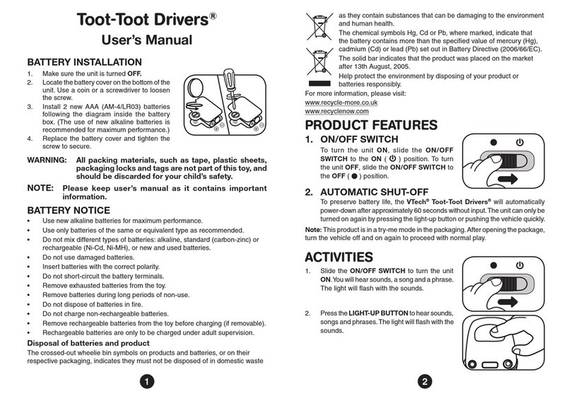 V-tech Toot Toot Drivers User manual