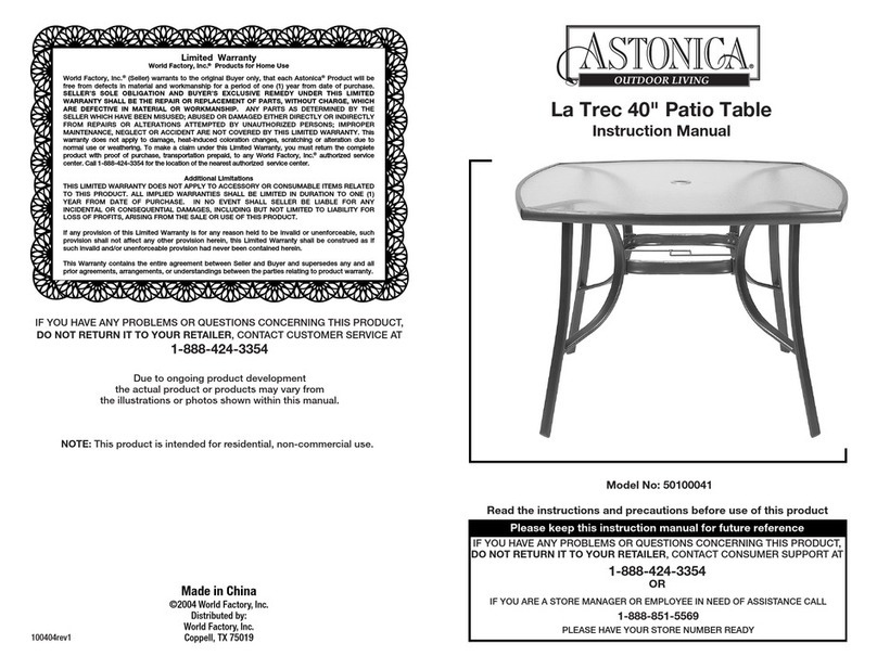 Astonica 50100041 instruction manual