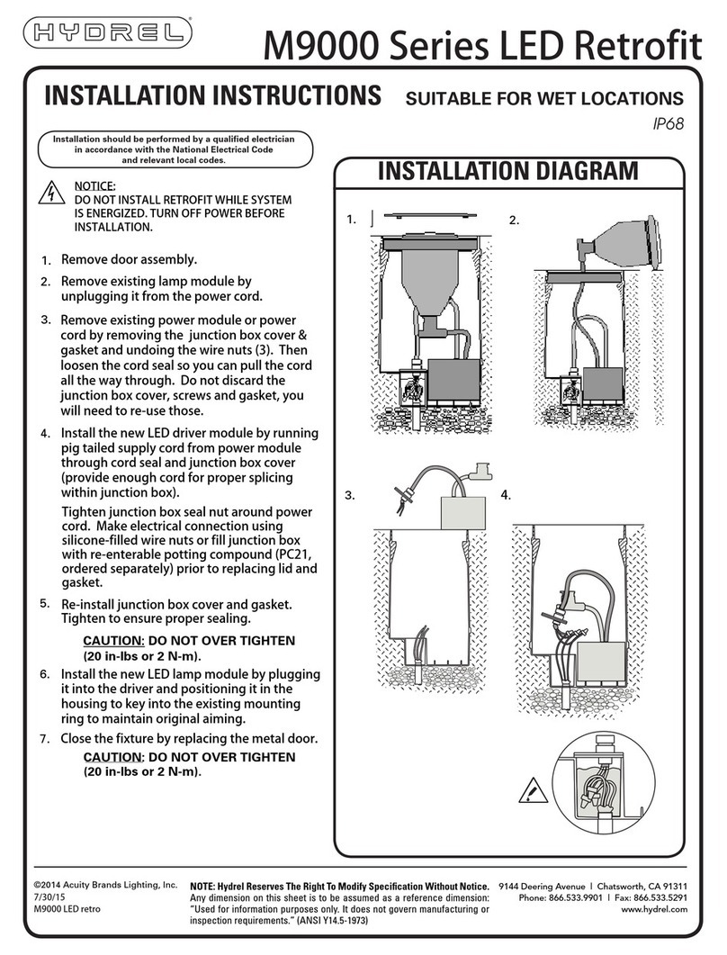 Hydrel M9000 Series installation instructions