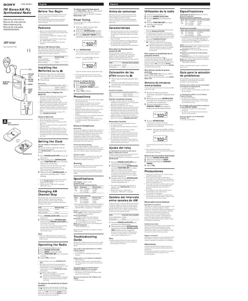 Sony SRF-M90 operating instructions