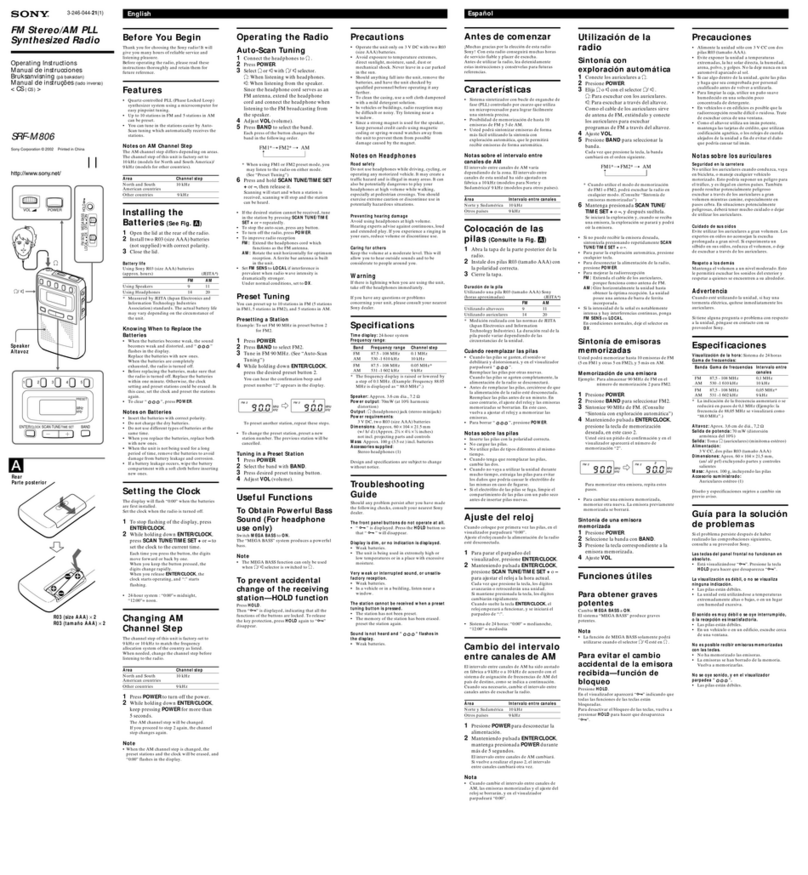 Sony SRF-M806 Operating instructions manual