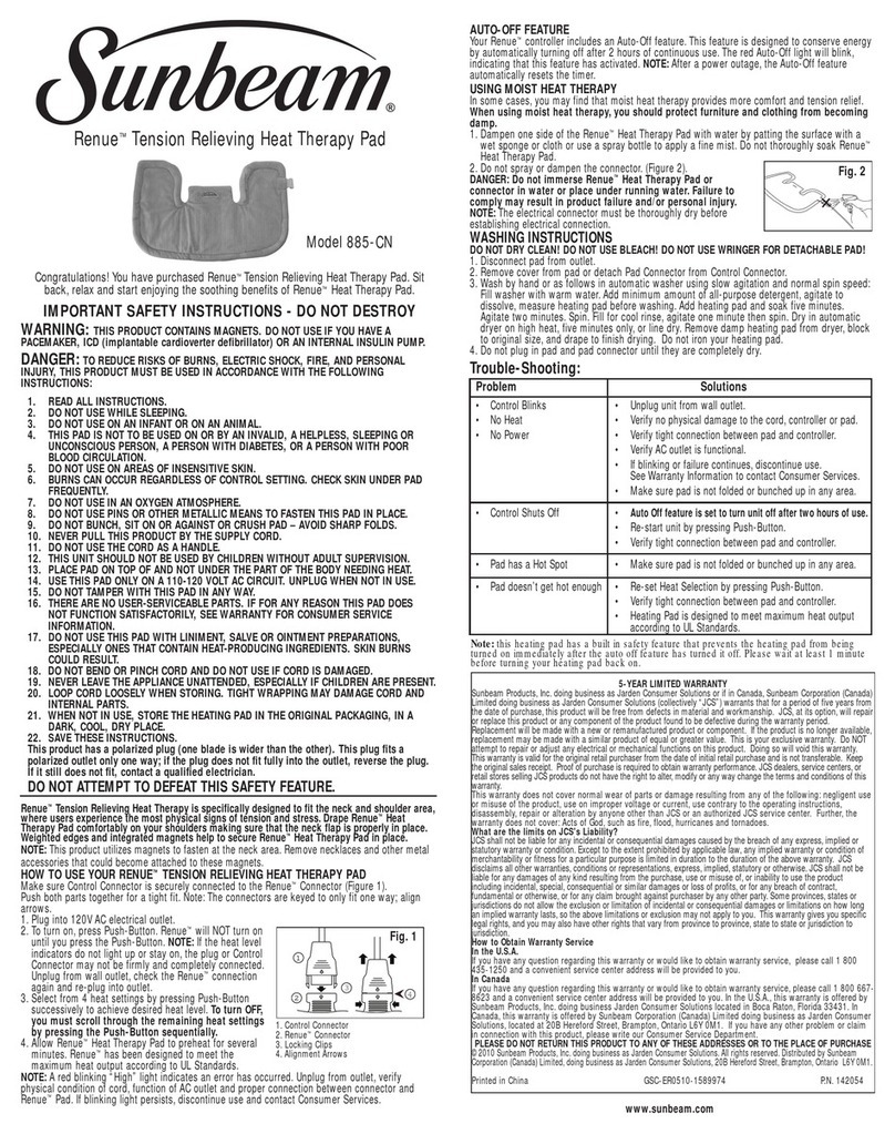 Sunbeam Renue 885-CN manual