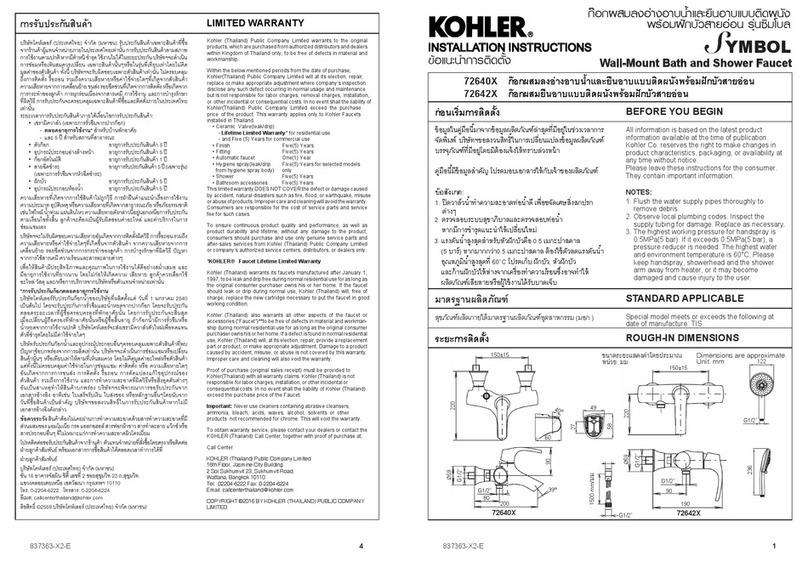 Kohler SYMBOL 72640X User manual