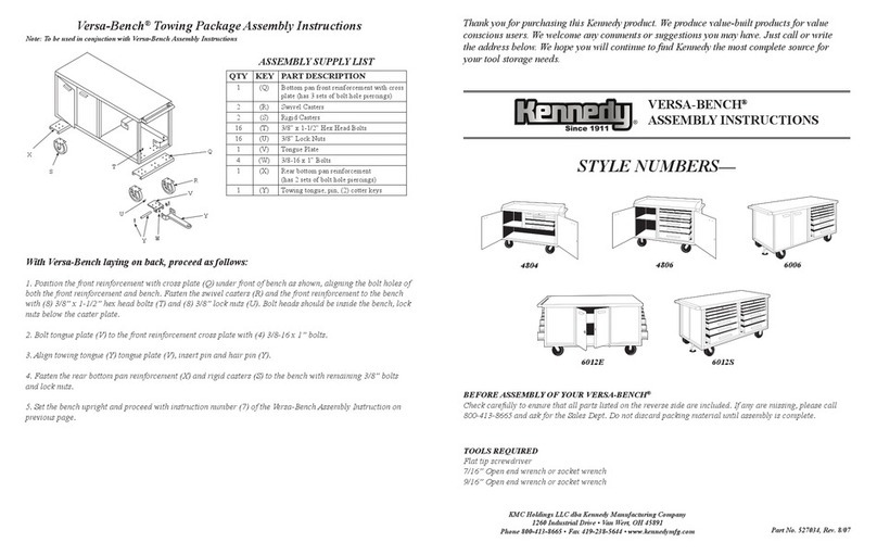 Kennedy VERSA-BENCH 4806 Installation guide