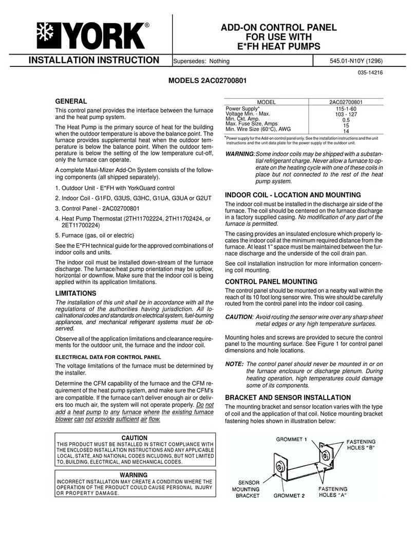 York 2AC02700801 Installation instruction York 2AC02700801 Installation instruction