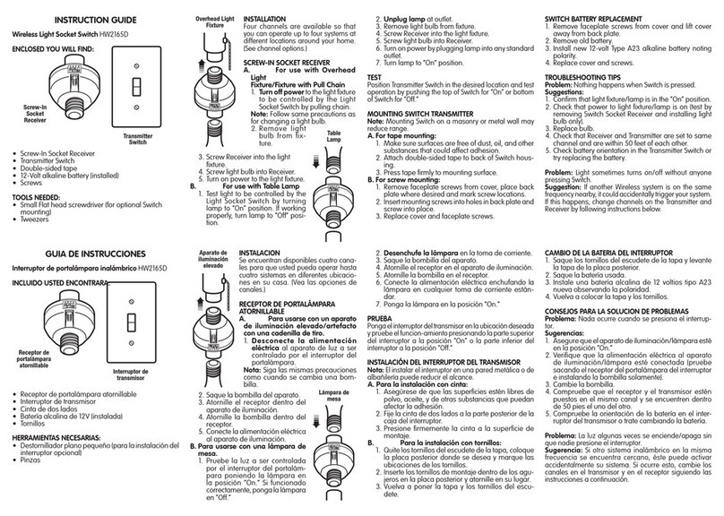 Carlon HW2165D Instruction guide