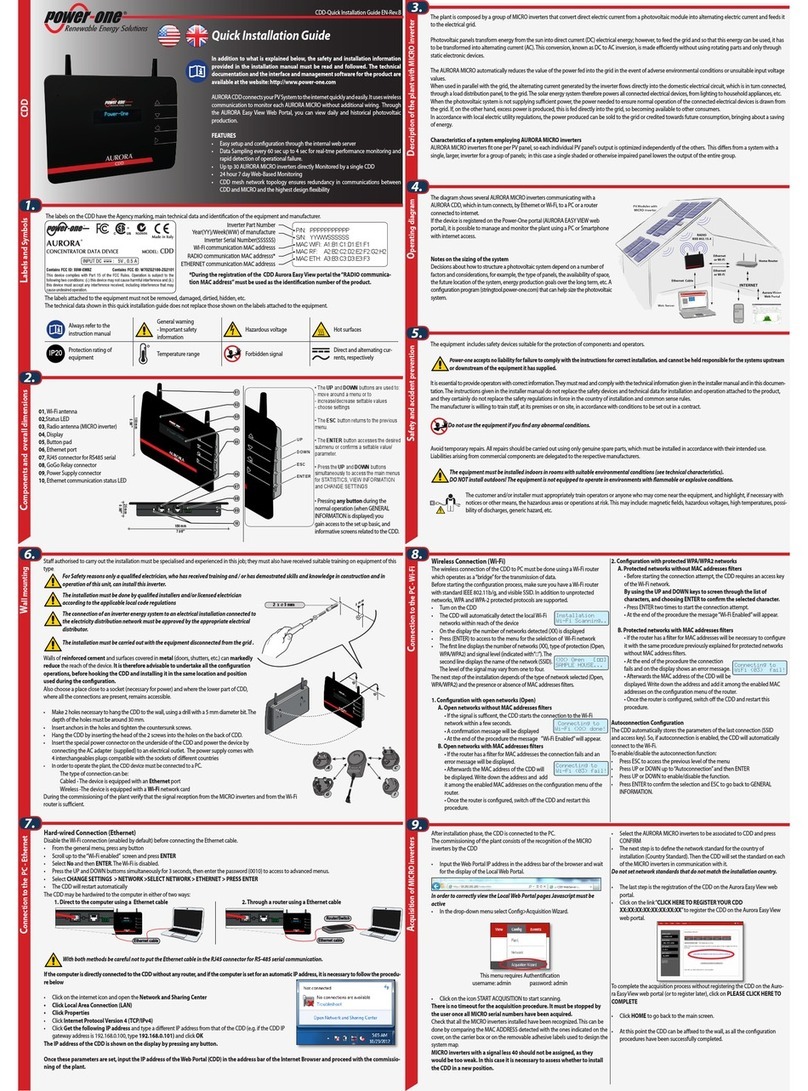 Power One AURORA CDD User manual