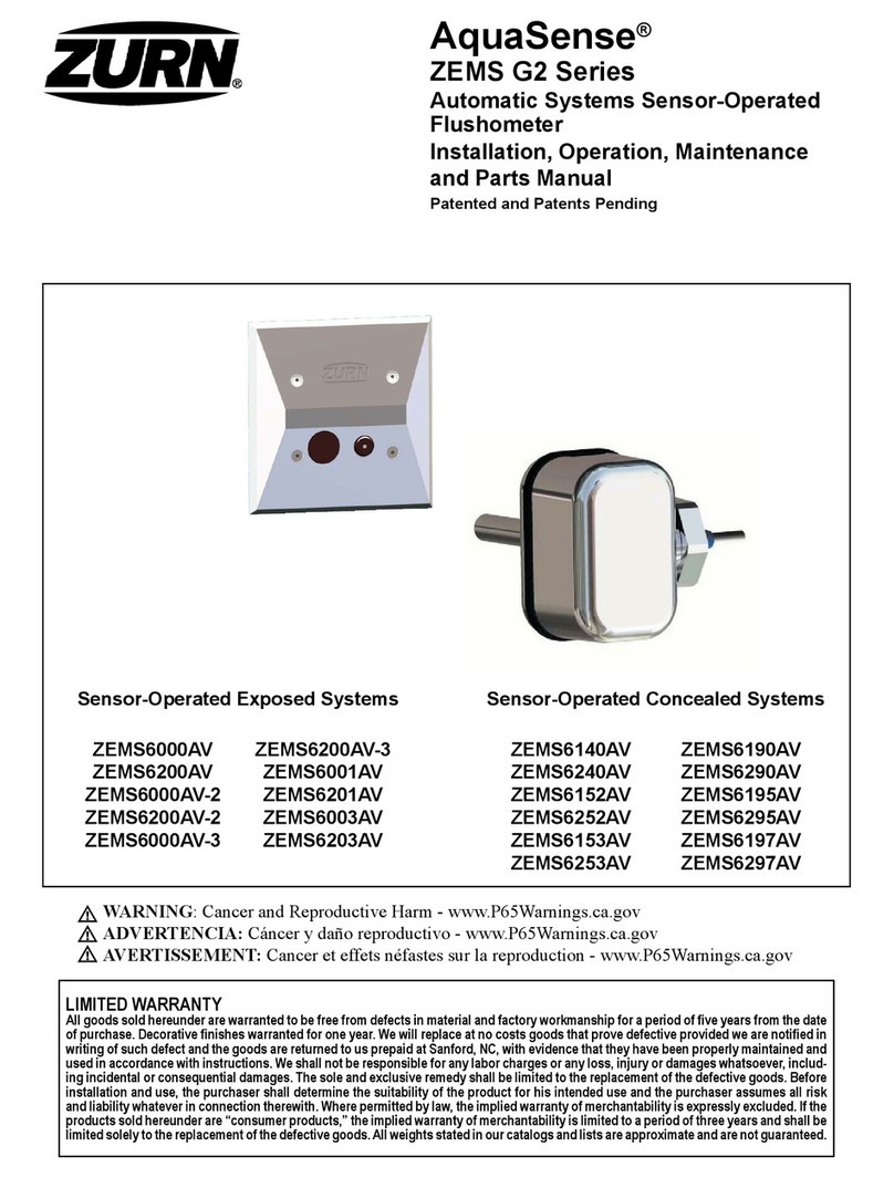 ZURN ZEMS6000AV Installation, operation, maintenance and parts manual