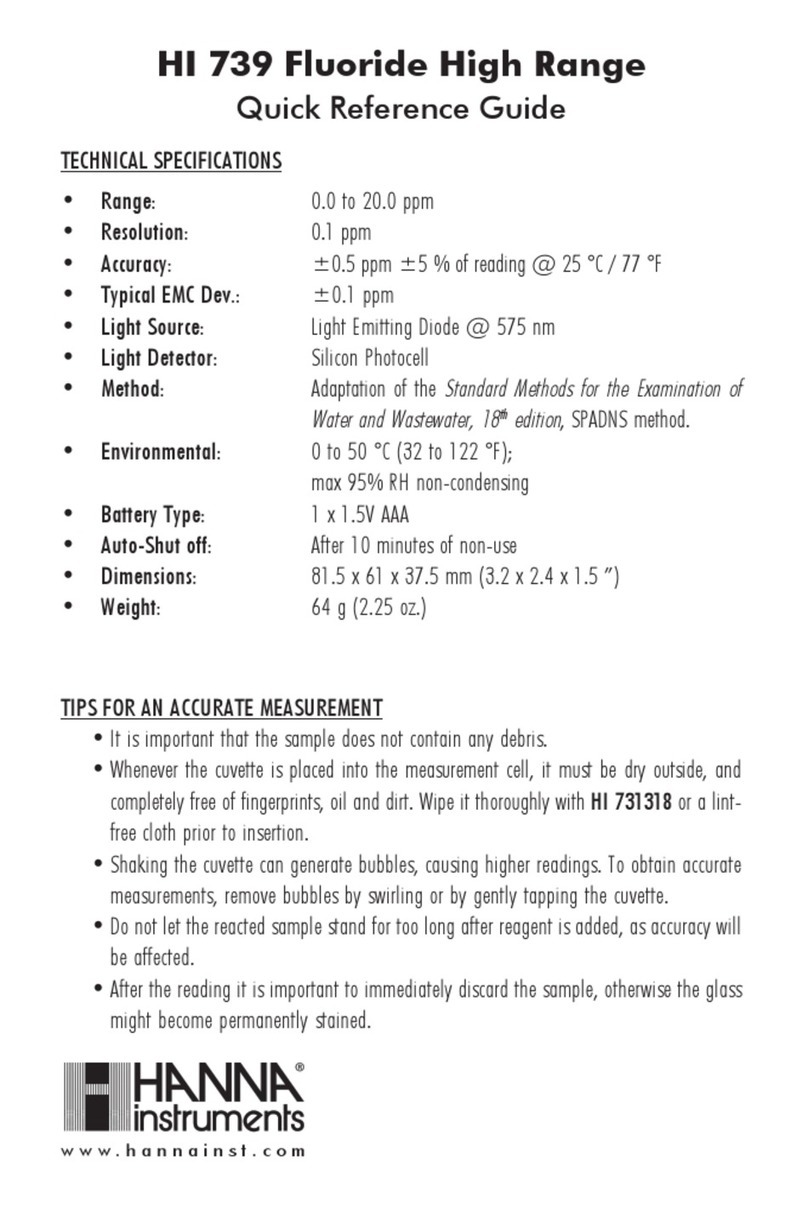 Hanna Instruments HI 739 Quick reference guide
