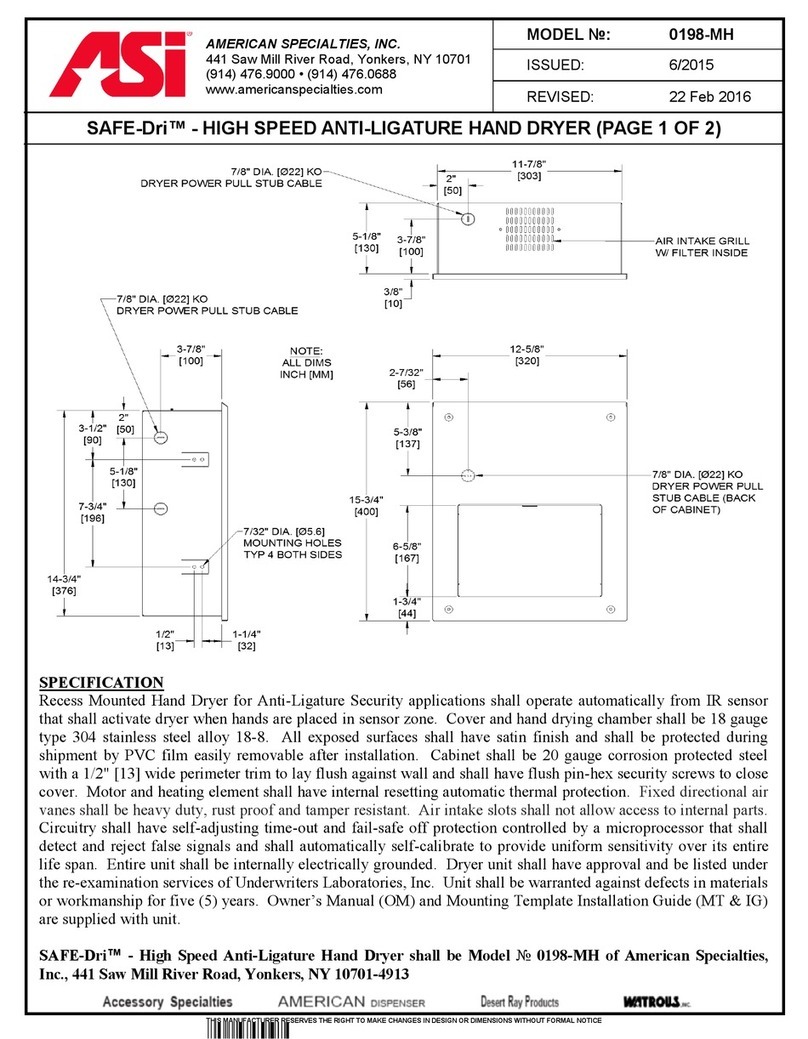 ASI SAFE-Dri 0198-MH User manual