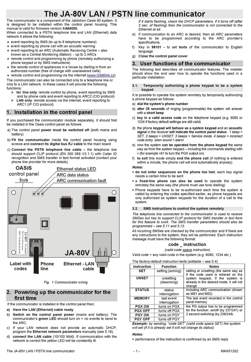 jablotron JA-80V User manual