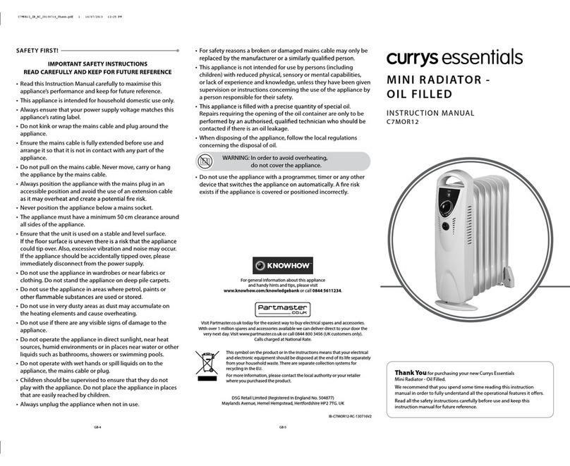 Currys Essentials C7MOR12 User manual