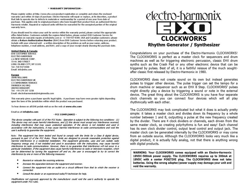 Electro-Harmonix CLOCKWORKS User manual