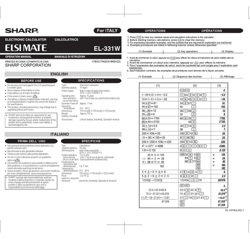 Sharp Elsi Mate EL-331W Operation manual