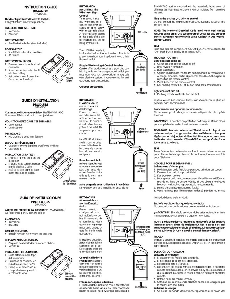 Dimango HW1190 Instruction guide
