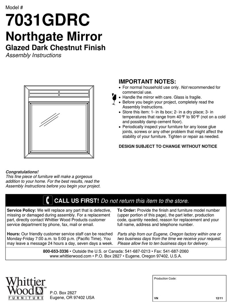Whittier Wood 7031GDRC Assembly instructions Whittier Wood 7031GDRC Assembly instructions