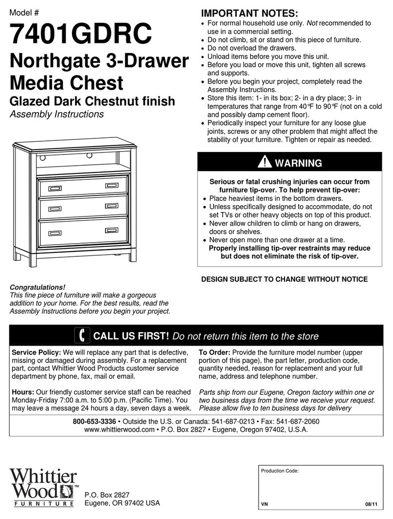 Whittier Wood 7401GDRC Assembly instructions