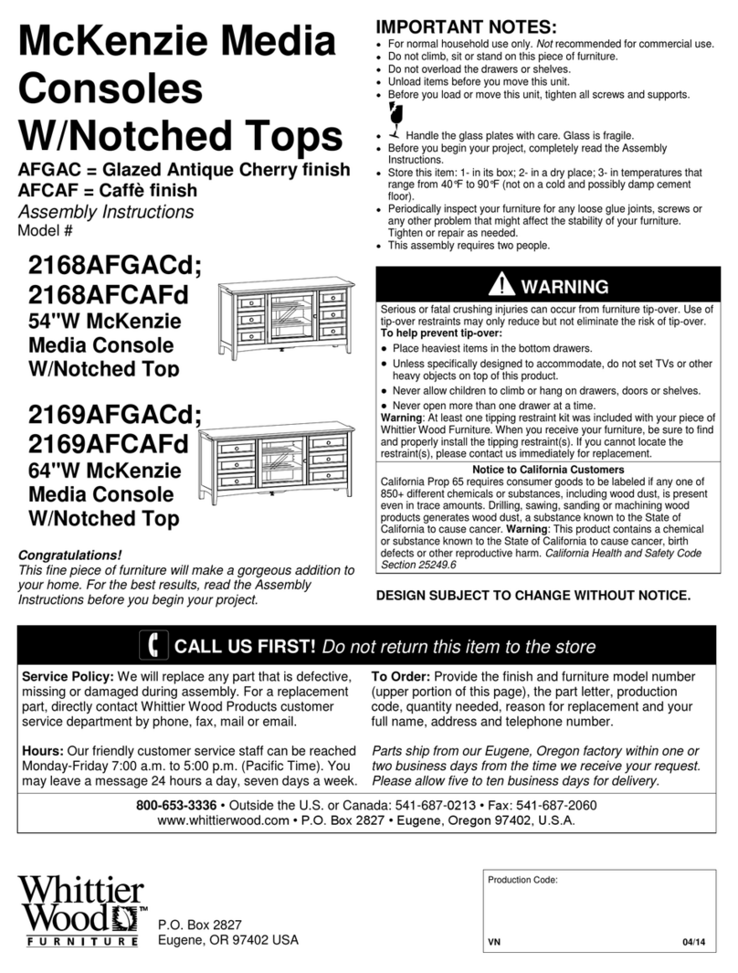 Whittier Wood 2168AFCAFd User manual Whittier Wood 2168AFCAFd User manual