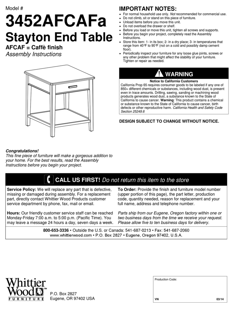 Whittier Wood 3452AFCAFa Assembly instructions