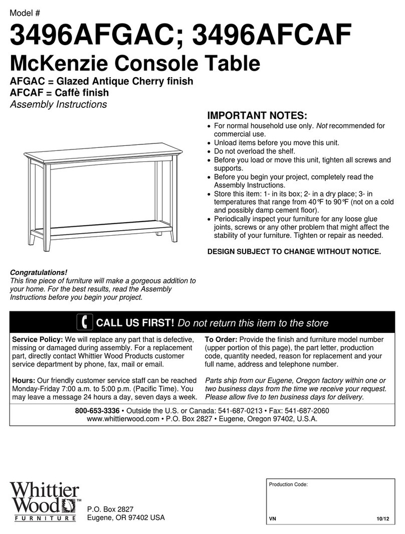 Whittier Wood 3496AFGAC Assembly instructions Whittier Wood 3496AFGAC Assembly instructions