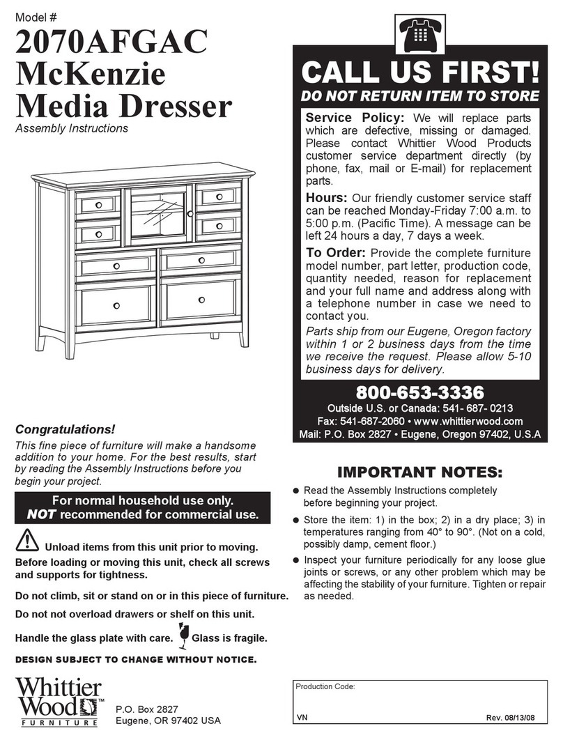 Whittier Wood 2070AFGAC Assembly instructions