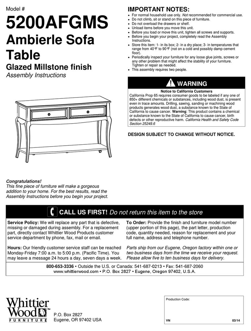 Whittier Wood 5200AFGMS Assembly instructions